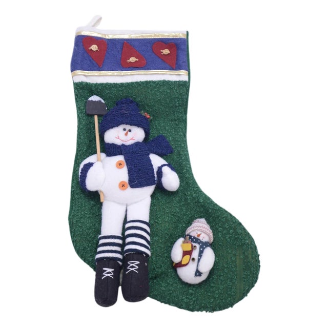 Green 20" Snowman Stocking For Sale