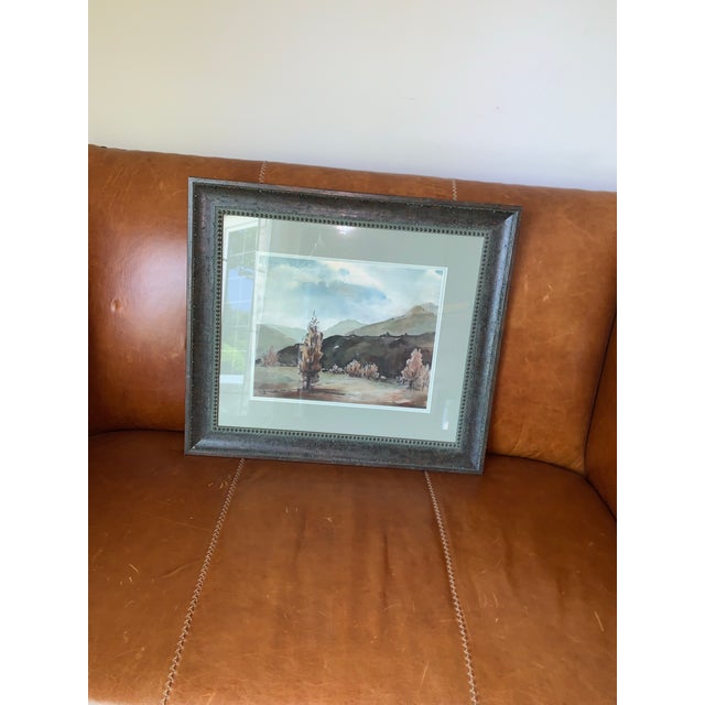 Original Watercolor Painting of Mountains and Trees Signed by G. Ware For Sale - Image 4 of 7