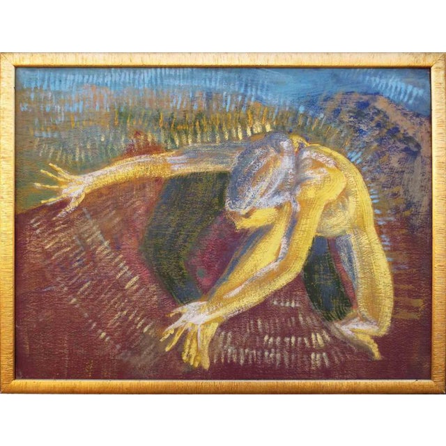 Massimo Greco, Dancer, 2000, Acrylic Painting on Cardboard For Sale