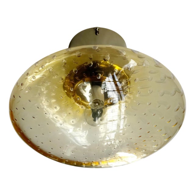 21st Century Polished Nickel and Amber Bubbles Uno Flush Mount by Fabio LTD For Sale
