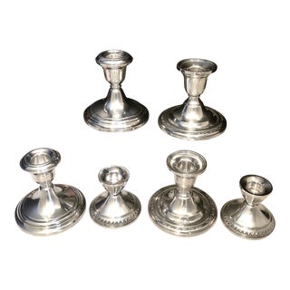 Mid 20th Century Sterling Silver Console Candle Holders - 6 Pieces For Sale