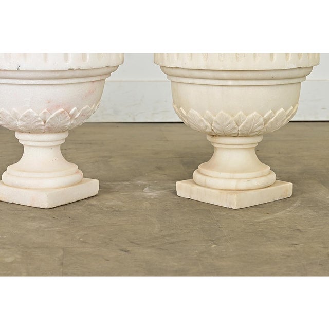 Stone Portuguese 19th Century Pair of Carved Alabaster Urns For Sale - Image 7 of 10