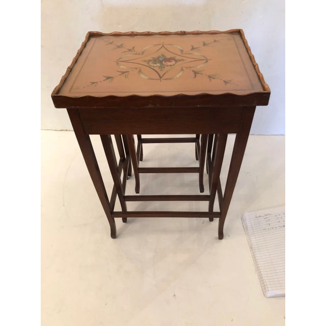 Vintage Hand Painted Nesting Tables in Pastel Colors -Set of 3 For Sale In Philadelphia - Image 6 of 12