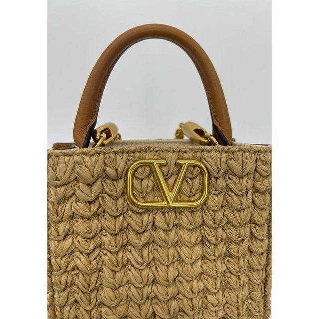 Mid 20th Century Mid 20th Century Valentino Vlogo North South Raffia Pouch For Sale - Image 5 of 10