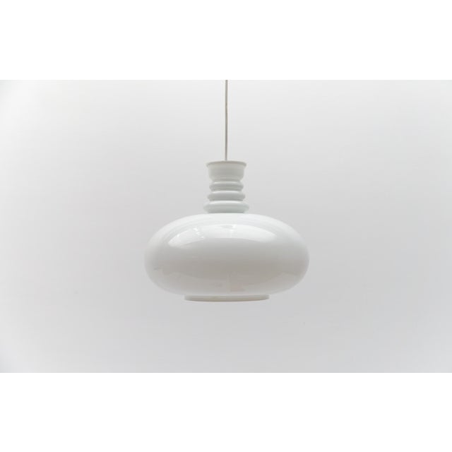 Mid-Century Modern White Milk Glass Ceiling Lamp from Peill & Putzler, 1960s For Sale - Image 3 of 13