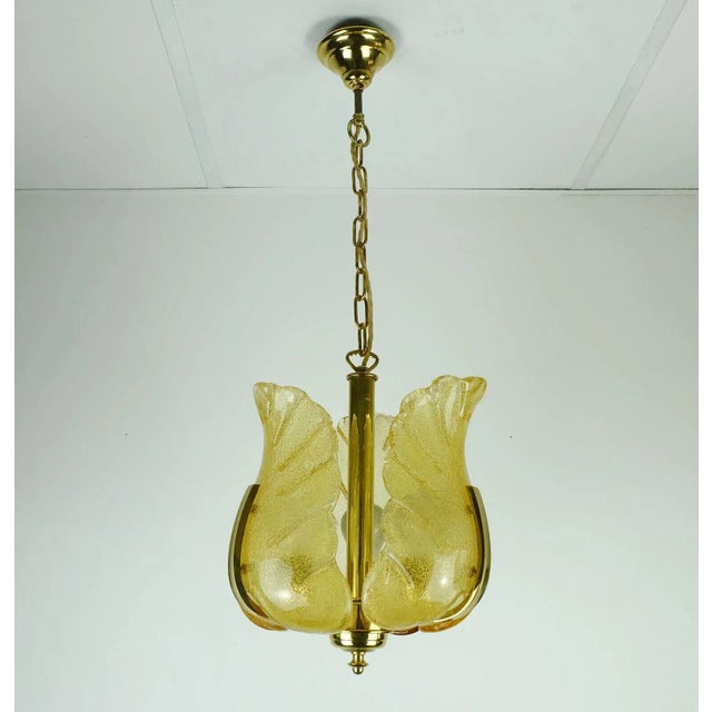 Mid-Century Brass Amber Glass Pendant Lamp by Carl Fagerlund, 1960s For Sale - Image 11 of 11