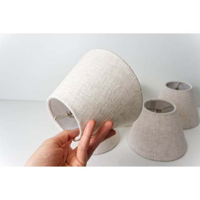 Early 21st Century Hand Crafted Chandelier Lamp Shades Cotton Linen Blend Fabric Set of 6 For Sale - Image 5 of 6