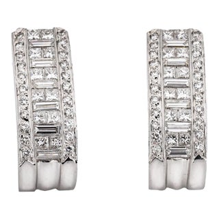 2ct Diamond Shrimp Earrings Estate 18k Gold Mixed Cuts Fine Jewellery - 2 Pieces For Sale