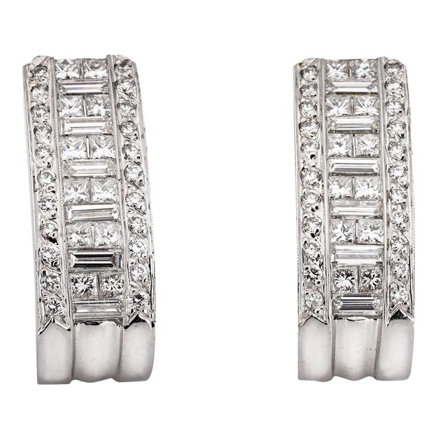 2ct Diamond Shrimp Earrings Estate 18k Gold Mixed Cuts Fine Jewellery - 2 Pieces For Sale