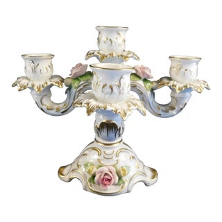 Alboth and Kaiser Five Candle Candelabra With Dimensional Flowers For Sale