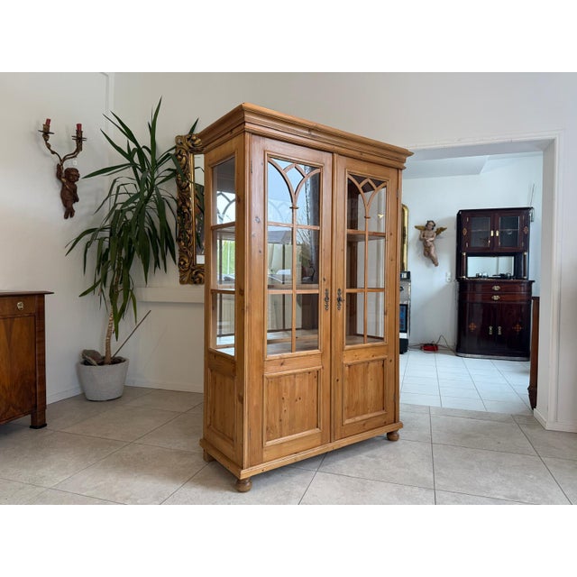 Farmhouse Rustic Display Cabinet For Sale - Image 3 of 11