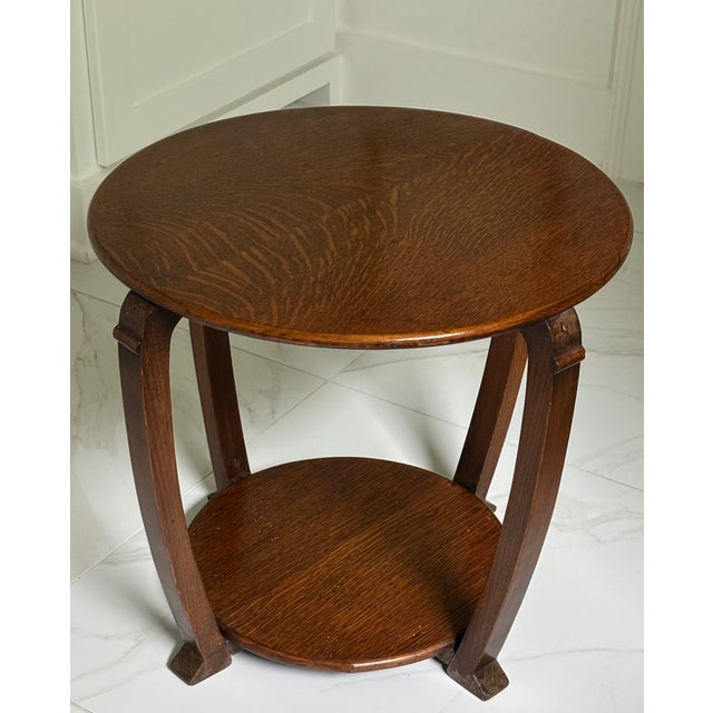 Antique 1930s American Art Deco Oak Side Table For Sale - Image 11 of 15