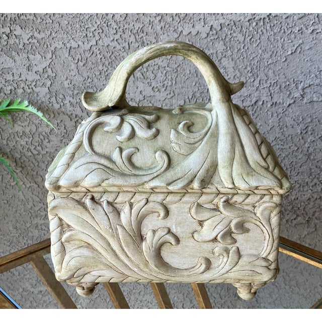 Circa 1960 Neoclassic-Style Ceramic Bisque Acanthus Leaf Lidded Centerpiece Box For Sale - Image 4 of 18