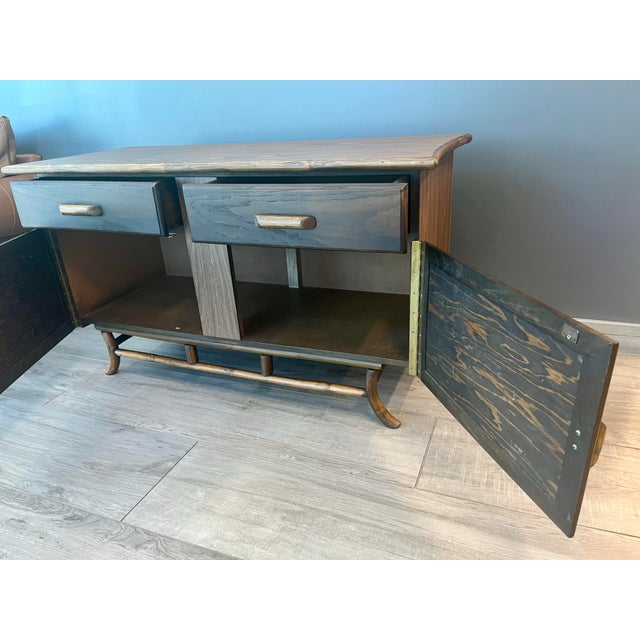 Vintage MCM Bamboo and Cane Sideboard Cabinet For Sale - Image 4 of 8