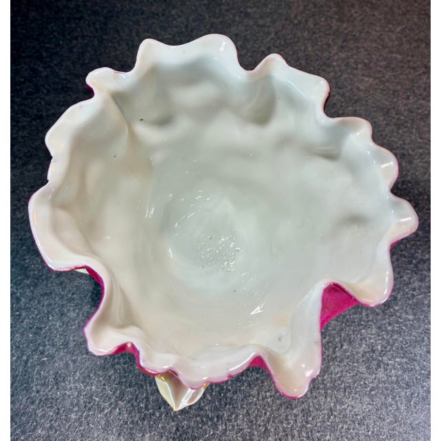 Late 20th Century Majolica Fruit & Flower Themed Planter Bowl For Sale - Image 5 of 7
