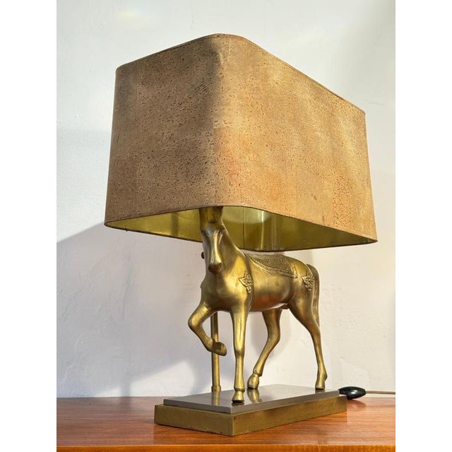 Hollywood Regency Vintage French Horse Table Lamp in Bronze from Maison Jansen, 1970s For Sale - Image 3 of 7