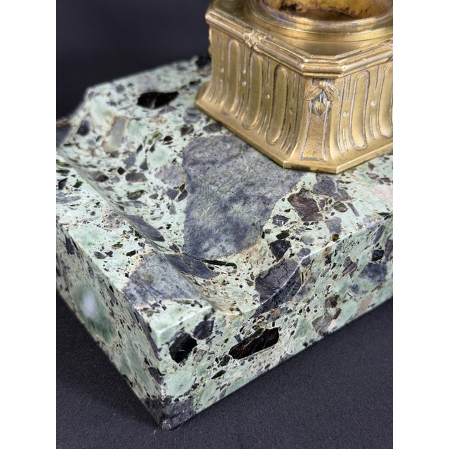 Olive Art Nouveau French Gilt Bronze and Marble Inkwell by Louchet, Paris, 1900 For Sale - Image 8 of 13