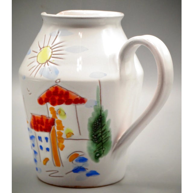 French Provincial Hand Painted French Cannes Pitcher For Sale - Image 3 of 8