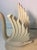 Beautiful 1970's Modern Double Swan Console Base Comprised of Carved Wood With Ivory Enamel Finish. The Glass Top is a...