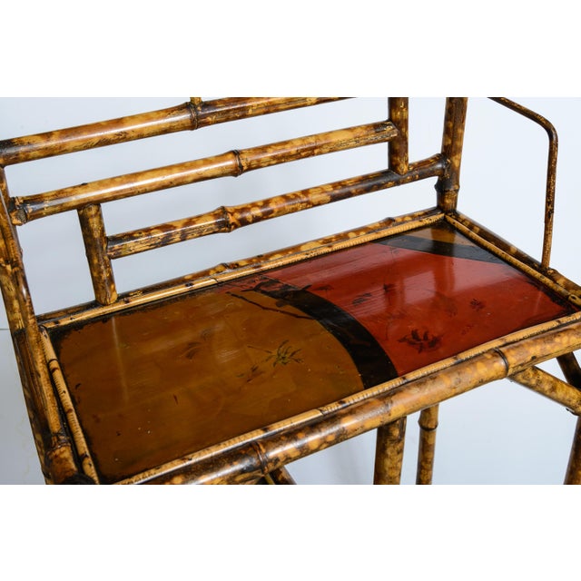 Chinoiserie French Tortoiseshell Bamboo & Lacquer Chinoiserie Bookcase Etagere For Sale - Image 3 of 11