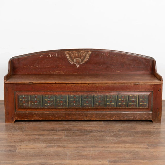 Early 19th Century Original Hand Painted Swedish Bench, Dated 1817 For Sale - Image 5 of 12