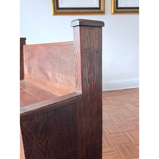 Wood Early 20th Century Gothic Revival Oak Pew For Sale - Image 7 of 17