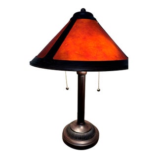 Vintage Mica Series Tensor Bronze Tone Double Socket Table Lamp For Sale