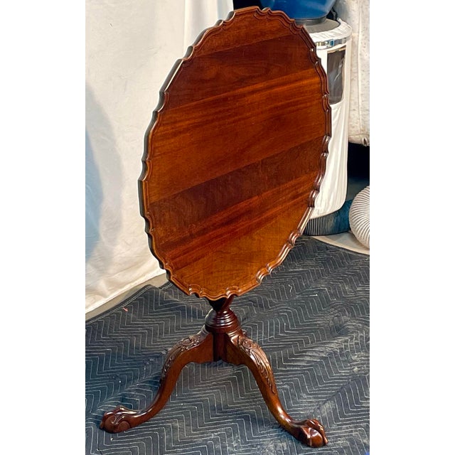 American Late 20th Century L & J. G. Stickley Mahogany Pie Crust Tea Table With Flip Top For Sale - Image 3 of 18