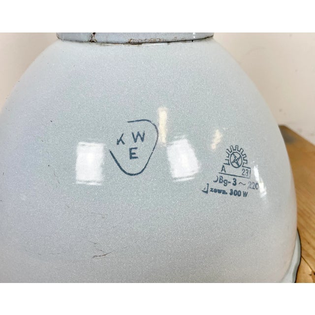 Industrial Grey Enamel Pendant Lamp from Polam, 1960s For Sale - Image 11 of 13