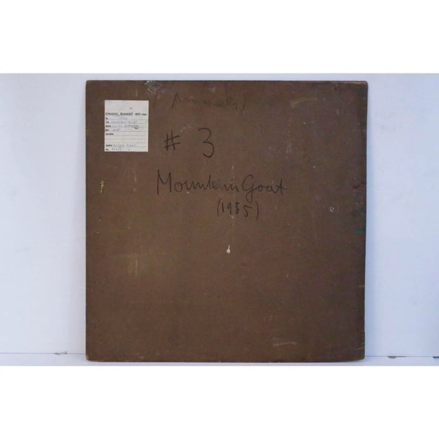 Paper 1955 Vintage E. Romano "Mountain Goat" Oil on Artist Board Painting For Sale - Image 7 of 9