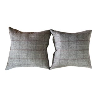 21"x21" Wool Plaid Throw Pillows, Down Fill Inserts For Sale
