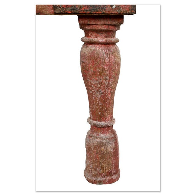 Wood Wooden Coffee Table with Red Patina For Sale - Image 7 of 8
