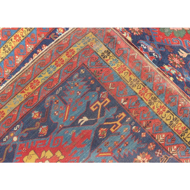 Textile Antique Caucasian Seychour Rug With Diamond Medallions in Rich Colors 4'0"x10'6" For Sale - Image 7 of 7