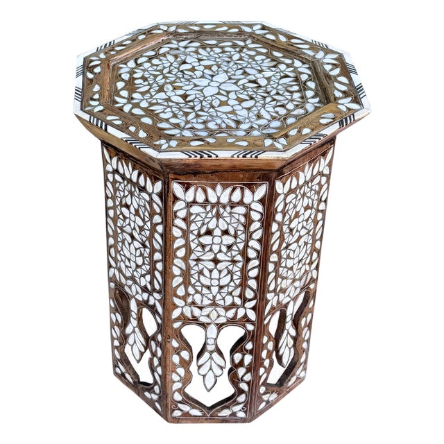 Antique Mid-19th Century Mother-of-Pearl Inlaid Octagonal Side Table For Sale