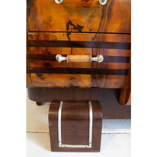 Art Deco Chest of Drawers in Briar and Walnut with Steel Details in the style of Ducrot, 1930s For Sale - Image 11 of 18