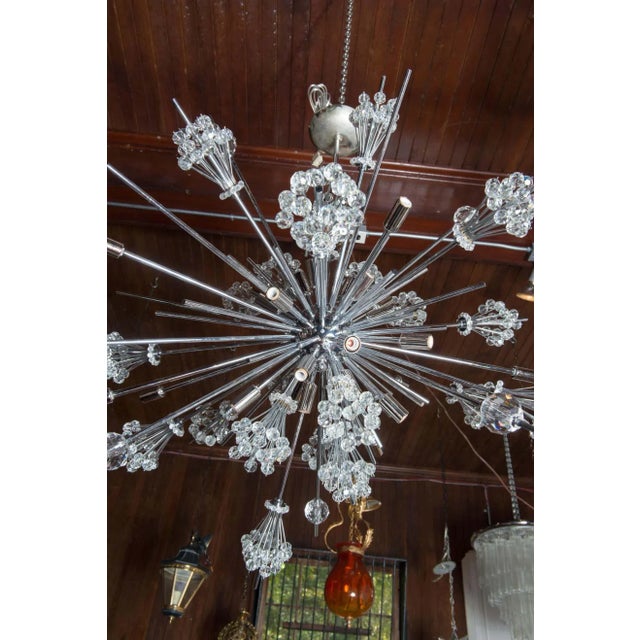 1960s 1960s J. & L. Lobmeyr Starburst Chrome & Crystal Chandelier by Hans Harald Rath For Sale - Image 5 of 12