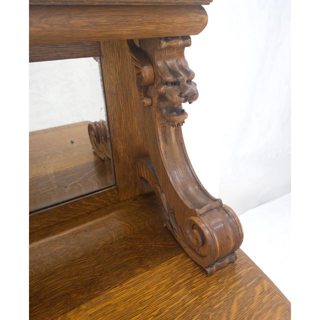 Victorian Lions Heads Mirrored Backsplash Fine Carved Oak Sideboard MINT! For Sale - Image 17 of 18