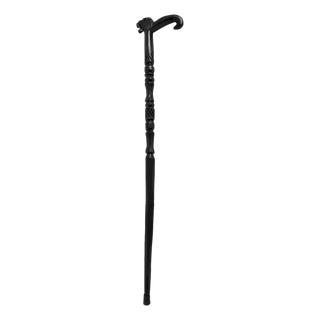 Vintage Black Lion Wood Cane For Sale