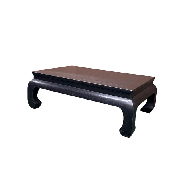 Dark Brown Black Curve Legs Rectangular Kang Low Coffee Table Stand For Sale - Image 4 of 11