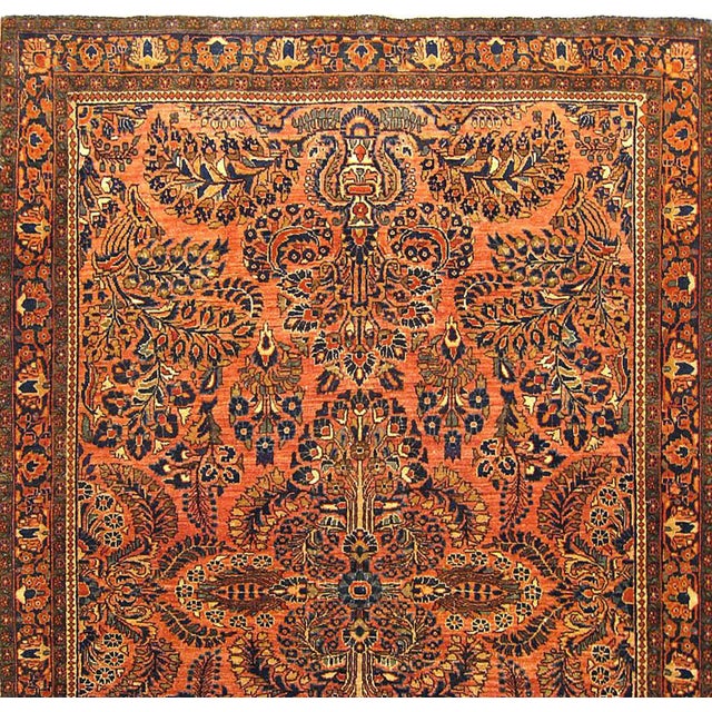 Persian Antique Persian Sarouk Oriental Rug, in Small Size, with Intricate Floral Design For Sale - Image 3 of 4