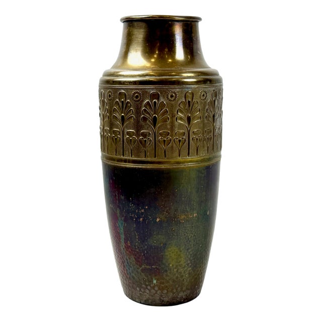 Antique Jugendstill Vase in Brass, 1900s For Sale