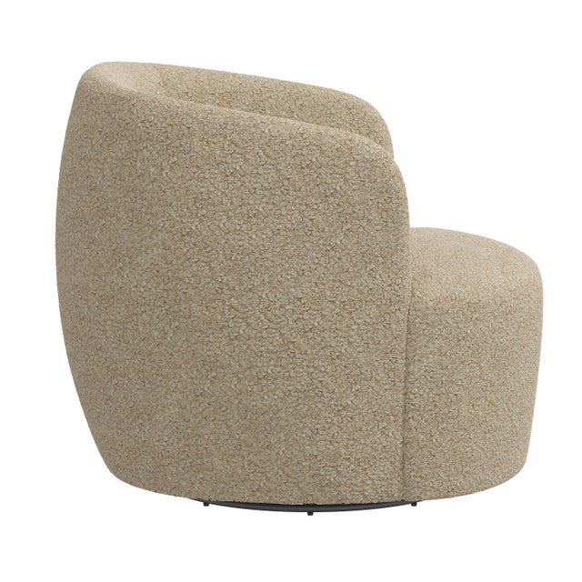 Charlie Swivel Chair in Boucle, Tan | Chairish