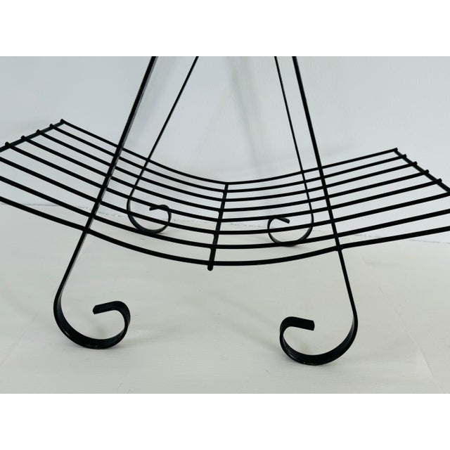 Metal Vintage 1950s Black Metal Two-Tier Magazine Rack For Sale - Image 7 of 7