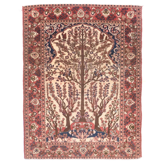 Antique Ivory Field Isfahan Persian Area Rug For Sale - Image 4 of 4