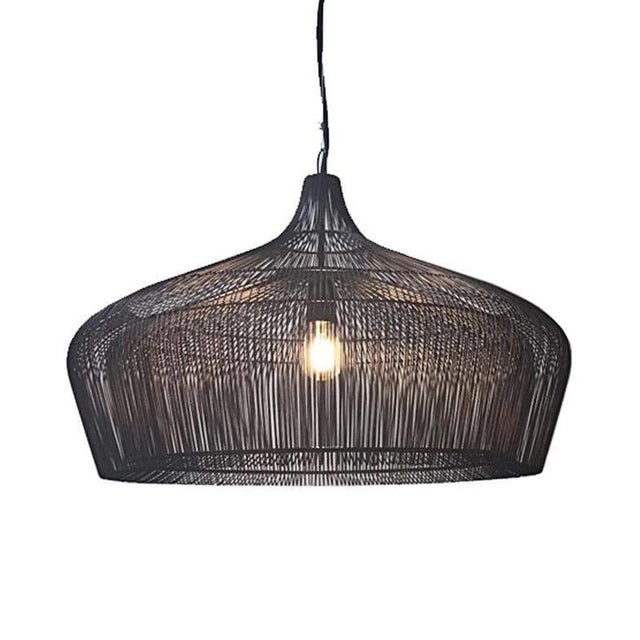 Contemporary Contemporary Moire by Oggetti Woven Galvanized Iron Suspension Light, Small For Sale - Image 3 of 3