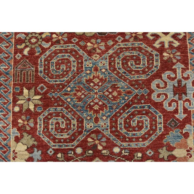 Red Suzani Runner 2’6” X 9’10” Red Wool Traditional Hand-Knotted Oriental Rug For Sale - Image 8 of 14