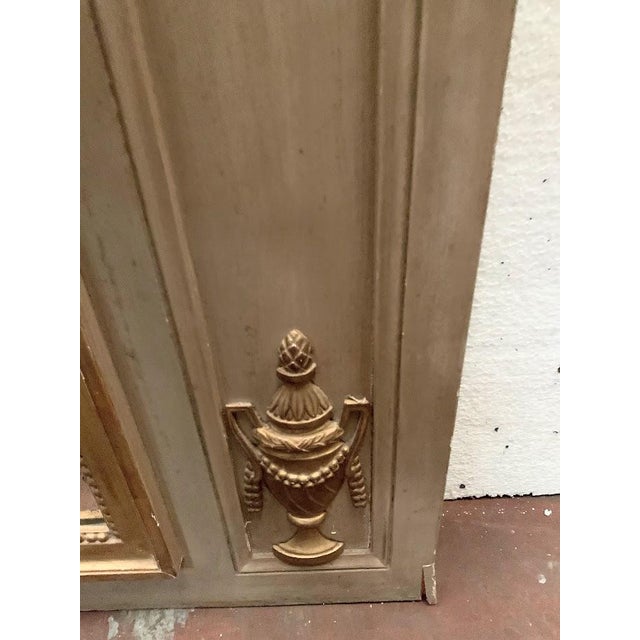 Louis XVI Style Trumeau Mirror in Patinated and Gilded Wood For Sale - Image 9 of 13