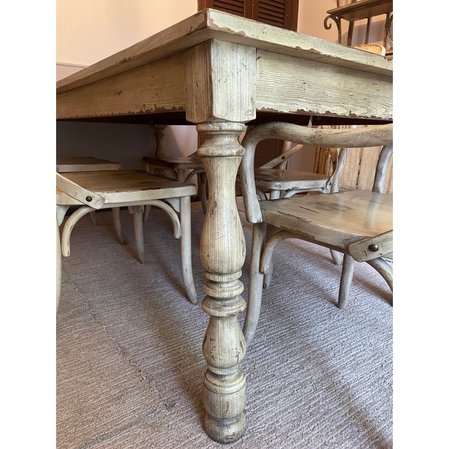 2010s French Country, Rustic European , Shabby Chic Dining Table With Six Chairs For Sale - Image 5 of 8