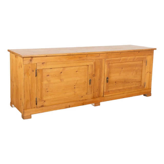 19th Century Long Pine Sideboard Cabinet Console From Denmark For Sale