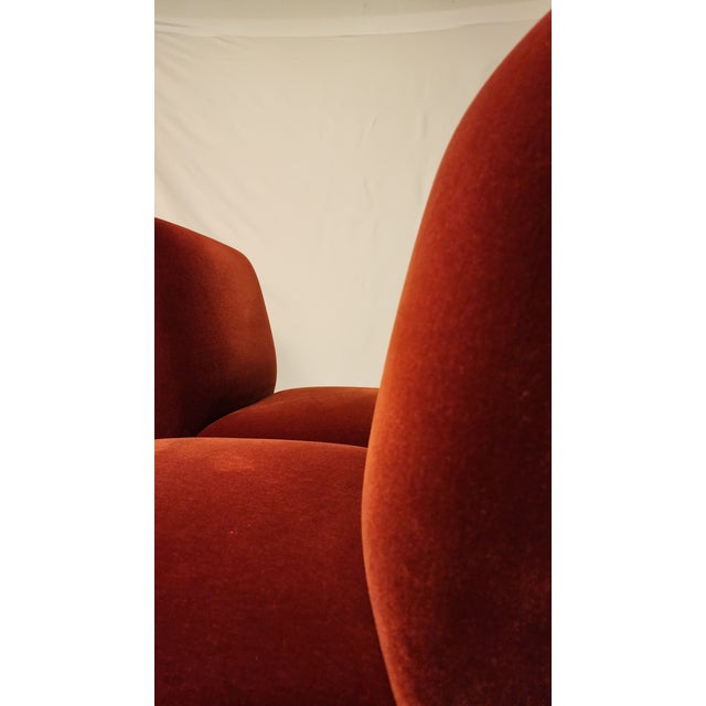 Post-Modern Mohair Swivel Chairs With Chrome Base - Set of 2 For Sale - Image 9 of 10